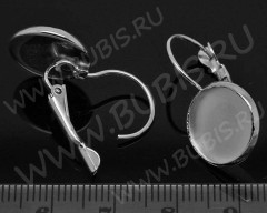 Швензы с французским замком №12 с сеттингом 12мм 27*14*13мм цвет платины (Brass) (1 пара)