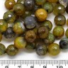Купить (ОПТ) Бусина округлая ГРАНЁНАЯ 10мм Агат вены дракона кракле оливковый (камни) (НИТЬ) с доставкой по России