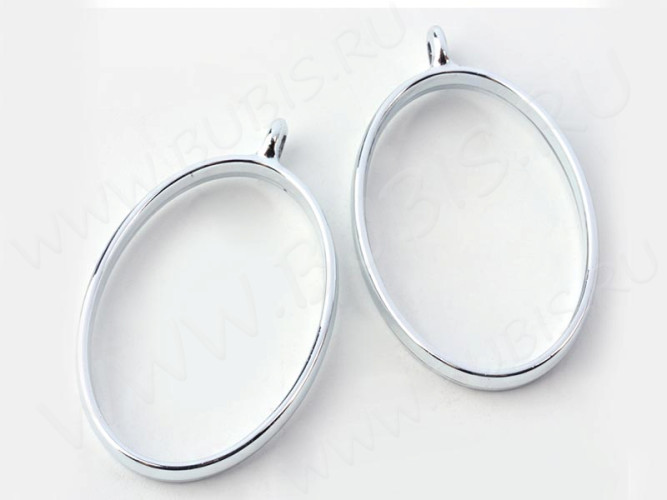 Подвеска Рамка 01 овал 39*24*5,8мм матовая серебристая (литьё)
