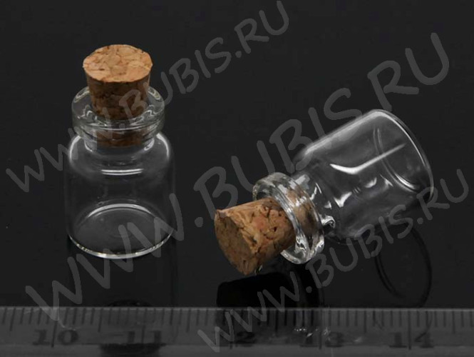 Бутылочка 21 с пробкой 2мл 27*15*15мм прозрачная (стекло)