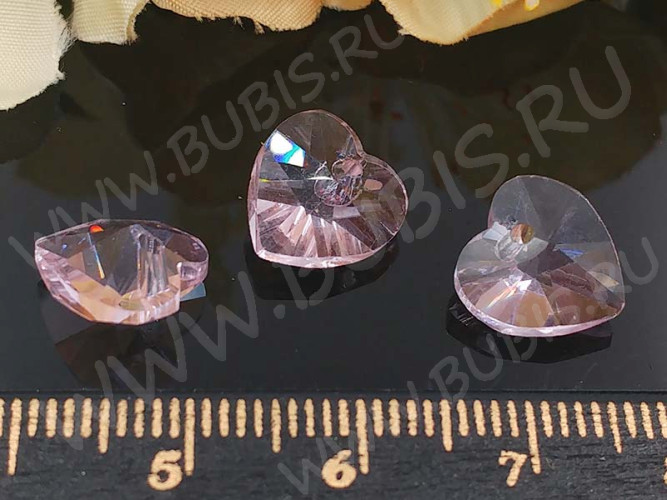 Хрустальная подвеска 12 Сердечко 10*10*5мм св.розовое прозрачное (имитация Сваровски)