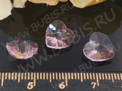 Хрустальная подвеска 12 Сердечко 10*10*5мм св.розовое прозрачное (имитация Сваровски)