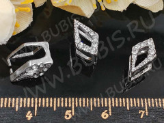 Держатель кулона 059 со стразами 13*7,5*7мм цвет платины и прозрачный (Brass и стекло)