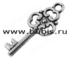 Подвеска Ключик 06 3D 23*9,5*2мм античное серебро (литьё)
