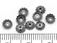 Шапочка тонкая 088 простая 20 Цветочек 5*5*1,5мм чёрный никель (Iron) (50шт.)