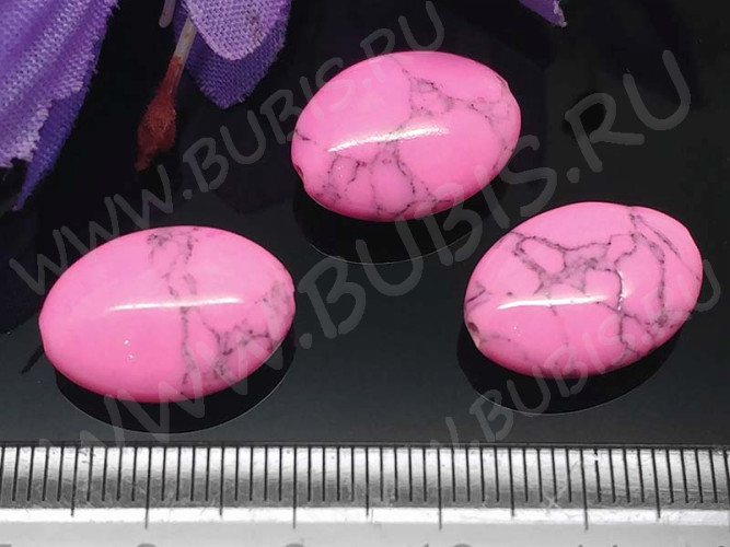 Бусина каменная Овал 74 27*20*8мм Говлит яр.розовый пресс. (камни)