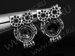 Пуссеты (&quot;гвоздики&quot;) №093 Сова 19,5*14,5*13,5мм античное серебро (литьё) (1 пара)