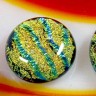 Купить Кабошон Фьюзинг 019 Круглый 12-16мм Дихроик на черном Желтый с зеленым Рельеф SX с доставкой по России
