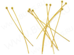 (СКИДКИ!!!) Штифт с ШАРИКОМ 60*0,7мм золотистый (Brass) (50шт.)