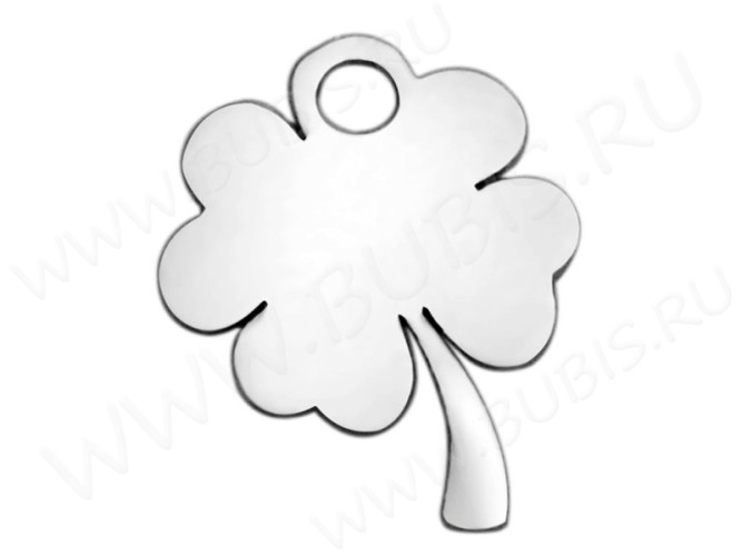 Подвеска Жетон 26 Клевер 12*9*0,8мм цвет платины (Хирургическая сталь)