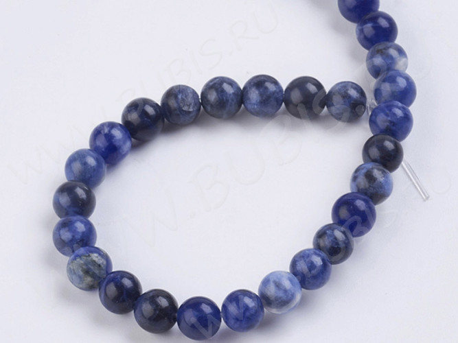 (ОПТ) Бусина округлая 6мм Содалит натуральный (камни) (полуНИТЬ)