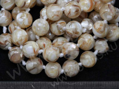 (ОПТ) Бусина округлая Мозаика 06 с перламутром 10мм бежевая (камни) (НИТЬ)