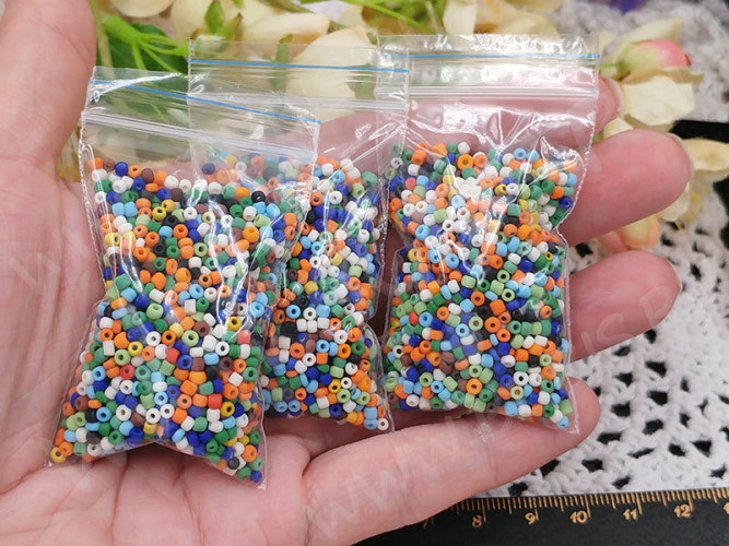 Бисер для проставок 10 2-3*1,5-2мм МИКС матовый непрозрачный (стекло) (20г)