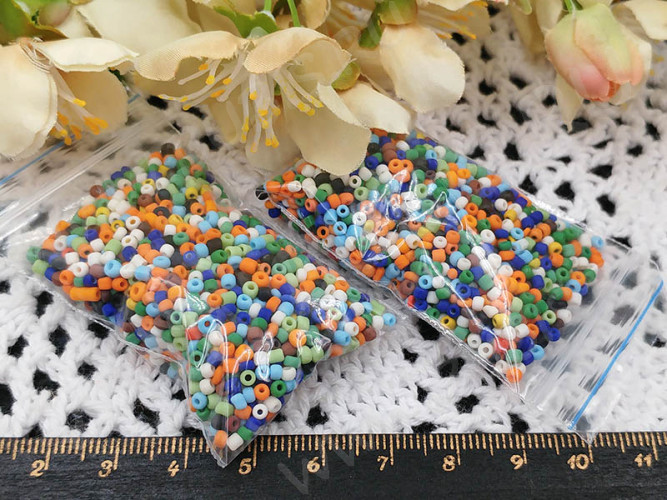 Бисер для проставок 10 2-3*1,5-2мм МИКС матовый непрозрачный (стекло) (20г)