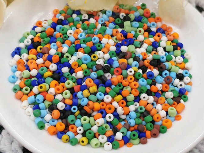 Бисер для проставок 10 2-3*1,5-2мм МИКС матовый непрозрачный (стекло) (20г)