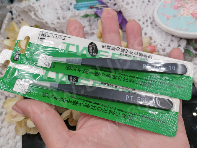 Пинцет 10 с прямыми носиками 115мм чёрно-стальной (сталь) (инструменты для бижутерии)