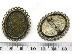 Основа (заготовка) для броши №51 булавка (с сеттингом 25*18мм) 34*28*7мм античная бронза (Iron и Brass)