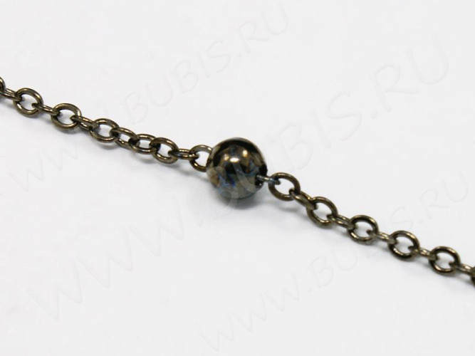 Цепочка C22 звено 2*1,5мм и шарик 3,5мм чёрный никель (Brass) (50см)