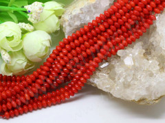 Бусина каменная Рондель 04 5*5*3мм Коралл красно-оранжевый натуральный (камни) (10шт.)