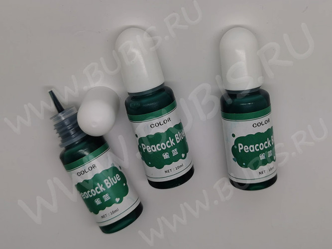 Краситель 01 Колер для смолы прозрачный Бирюзово-зелёный Peacock Blue (Transparent Colorant)(10мл)