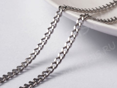 Цепочка S43 Ювелирная сталь панцирная &quot;Бордюрная&quot; 3,7*2,7*0,7мм цвет платины (Хирургическая сталь)(50см)