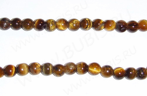 (ОПТ) Бусина округлая 6мм Тигровый глаз (камни) (НИТЬ)