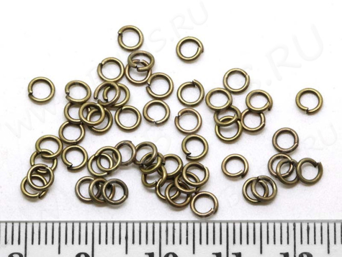(ОПТ) Колечки обычные 4*0,8мм античная бронза (Iron) (100г)