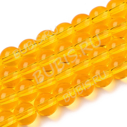 Бусина округлая 6мм желтая прозрачная (стекло) (НИТЬ) 