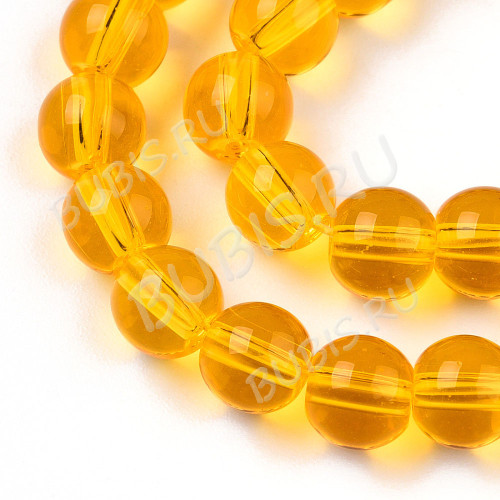 Бусина округлая 6мм желтая прозрачная (стекло) (НИТЬ) 