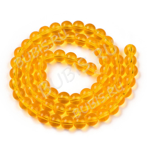 Бусина округлая 6мм желтая прозрачная (стекло) (НИТЬ) 