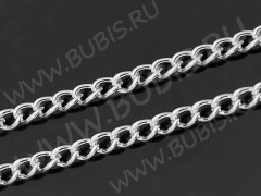 Цепочка I084 простая кручёная звено 4*3мм серебристая (Iron) (50см)