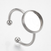 Основа (заготовка) для кольца 181 с сеттингом 12мм цвет платины (Хирургическая Сталь)