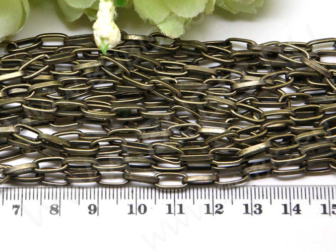 Цепочка I106 с простым плетением звено 10*4,5мм античная бронза (Iron) (50см)
