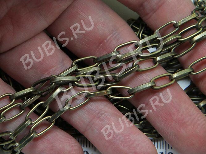Цепочка I106 с простым плетением звено 10*4,5мм античная бронза (Iron) (50см)