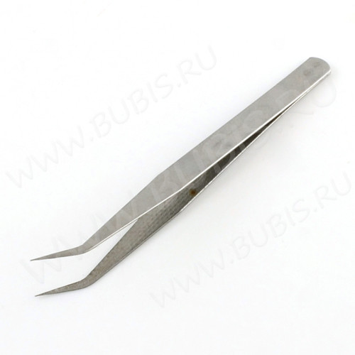 Пинцет 06 с изогнутыми носиками 133мм цвет платины (Хирургическая сталь)(инструменты для бижутерии)