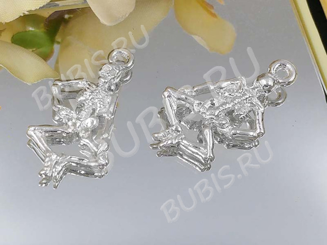 Подвеска Скелетик 02 3D 26*13,5*3,5мм серебристый (литьё)