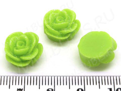 Кабошон декоративный 29 Розочка с блёстками 13*13*8мм салатовая непрозрачная (резин)
