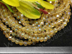 Бусина кристалл гранёный абакус 4,3*4*3,5мм св.золотистый с АВ прозрачный (имитация Сваровски) (20шт.)