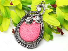 Кулон 29 имитация камня со стразами 69*40*12,5мм античное серебро и розовый (металл, резин и стекло)