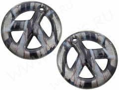 Кулон Пацифик 40*40*5,5мм чёрный и мультиколор (Lampwork)