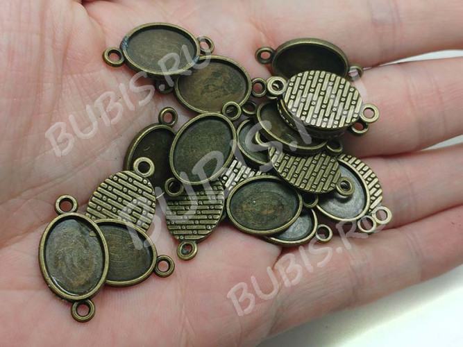 (СКИДКИ!!!) 278 Коннектор-сеттинг Овал (сеттинг 14*10мм) 23,5*12,5*1,7мм античная бронза (литьё) (10шт.)