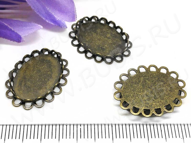 Подвеска-сеттинг Овал 55 коннектор (сеттинг 18*13мм) 22,5*17,5*3мм античная бронза (Brass)