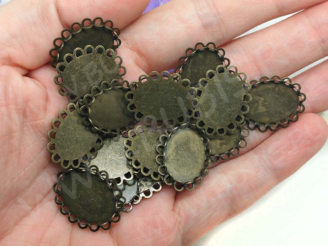 Подвеска-сеттинг Овал 55 коннектор (сеттинг 18*13мм) 22,5*17,5*3мм античная бронза (Brass)