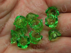 Бусина акрил Цветочек 01 чашечка 9,5*9,5*6,5мм зелёный прозрачный (акрил) (10шт.)