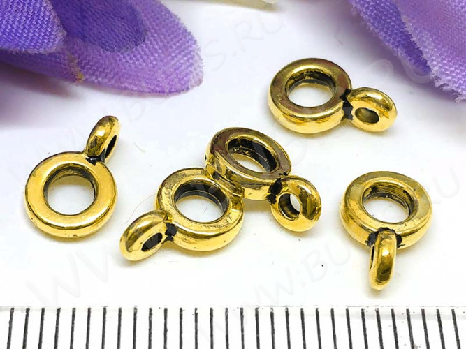 (СКИДКИ!!!) Бусина с петлёй 031 Бейл плоский 9,7*6,5*1,9мм античное золото (литьё) (10шт.)
