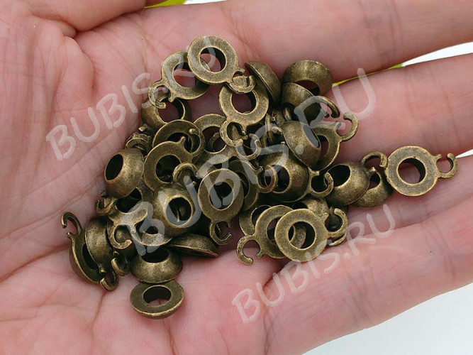 Бусина с петлёй 096 Бейл половинчатый 14*9,5*3мм античная бронза (литьё)