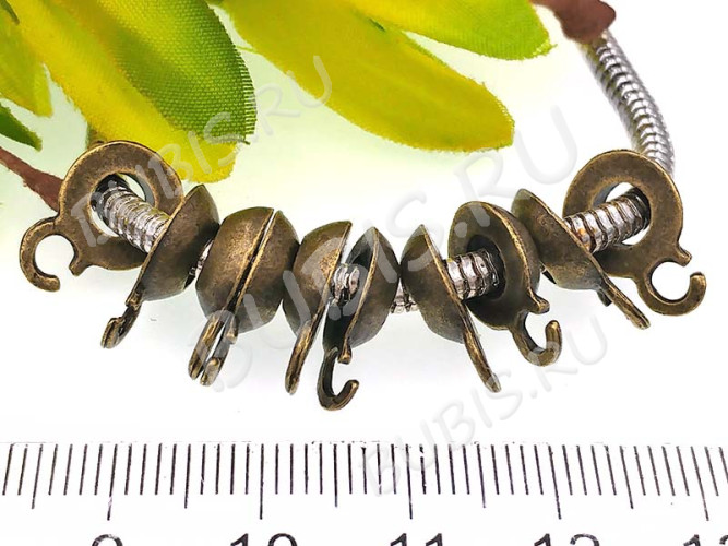 Бусина с петлёй 096 Бейл половинчатый 14*9,5*3мм античная бронза (литьё)