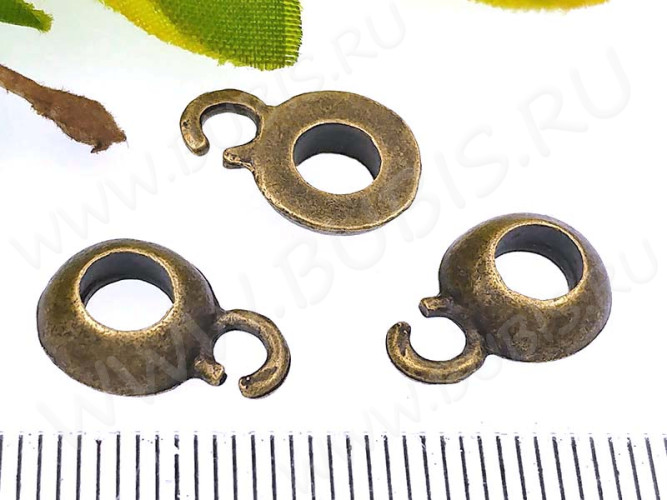 Бусина с петлёй 096 Бейл половинчатый 14*9,5*3мм античная бронза (литьё)
