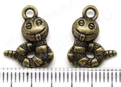 Подвеска Змея 08 3D двусторонний Червячок 16*12,5*3,5мм античная бронза (литьё)