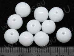 Бусина округлая 8мм белая непрозрачная (стекло) (10шт.)